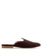 Matchesfashion.com Le Monde Beryl - Venetian Backless Velvet Slipper Shoes - Womens - Burgundy