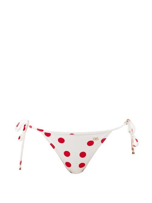 Matchesfashion.com Dolce & Gabbana - Polka-dot Bikini Briefs - Womens - Red White