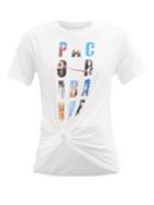 Matchesfashion.com Paco Rabanne - Logo-print Gathered Organic-cotton T-shirt - Womens - White Multi