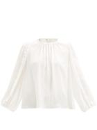 Matchesfashion.com Chlo - Lace-panel Silk-georgette Top - Womens - White