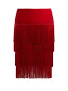 Norma Kamali Fringed Tiered Skirt
