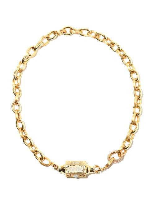 Marie Lichtenberg - Rosa Diamond & 10kt Gold Chain Choker - Womens - Yellow Gold
