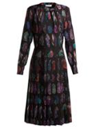 Matchesfashion.com Altuzarra - Falcon Feather Print Dress - Womens - Black Print
