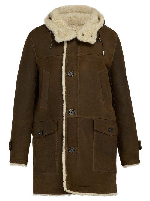 Matchesfashion.com Yves Salomon - Hooded Shearling Lined Leather Coat - Mens - Brown