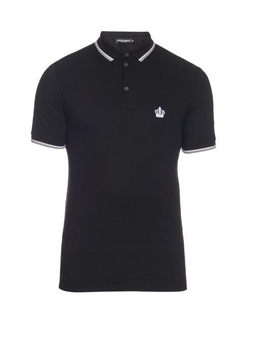Dolce & Gabbana Crown-embroidered Cotton-piqu Polo Shirt