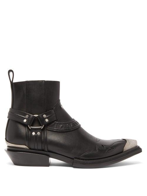Matchesfashion.com Balenciaga - Santiag Western Leather Boots - Mens - Black