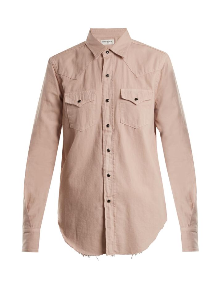 Saint Laurent Raw-hem Cotton-denim Shirt