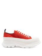 Matchesfashion.com Alexander Mcqueen - Tread Slick Chunky-sole Suede Trainers - Mens - Red