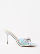 Mach & Mach - Double Bow 95 Square-toe Crystal And Pvc Mules - Womens - Silver