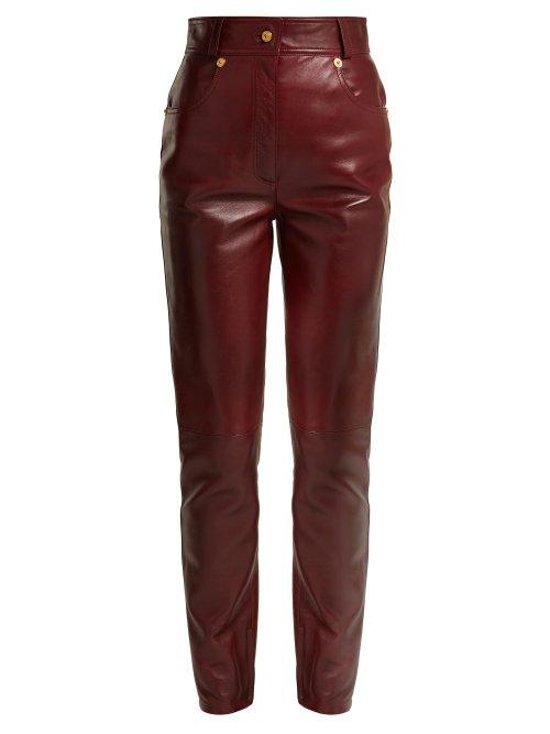 Matchesfashion.com Versace - Medusa Buttoned Leather Trousers - Womens - Brown