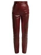 Matchesfashion.com Versace - Medusa Buttoned Leather Trousers - Womens - Brown