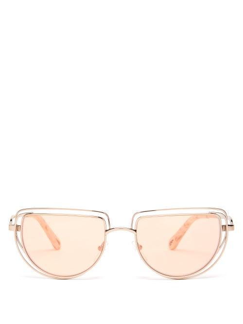 Matchesfashion.com Chlo - Carlina Half-moon Metal Sunglasses - Womens - Rose Gold