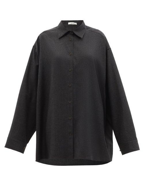 The Row - Caroline Oversized Flannel Shirt - Womens - Grey