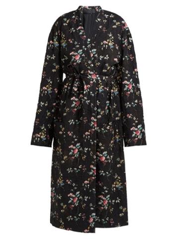 Matchesfashion.com Haider Ackermann - Freesia Floral Print Quilted Single Breasted Coat - Womens - Black Multi