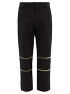 Matchesfashion.com Adish - Embroidered-stripe Twill Trousers - Mens - Black