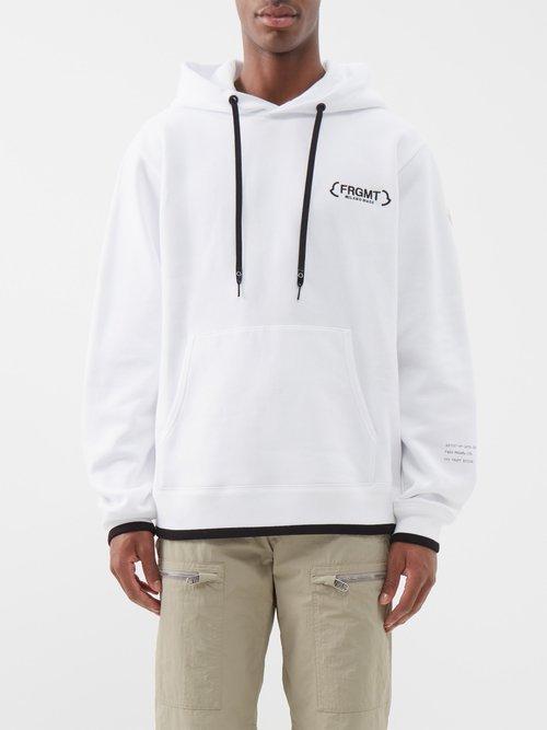7 Moncler Frgmt Hiroshi Fujiwara - Logo-embroidered Cotton-jersey Hoodie - Mens - White