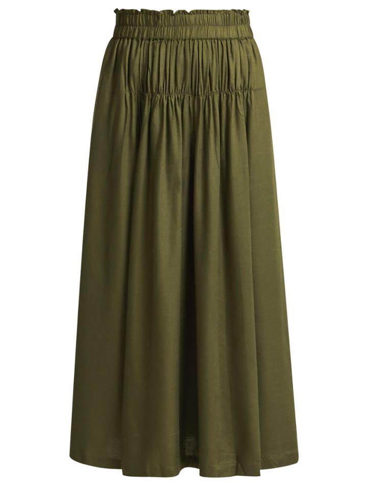 Apiece Apart Elin Ruched Midi Skirt