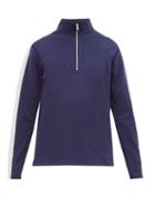 Matchesfashion.com Reigning Champ - Striped Sleeve Half Zip Cotton Jersey Sweatshirt - Mens - Blue