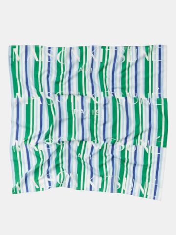Maison Kitsun - Logo-print Striped Cotton-blend Scarf - Mens - Blue Green