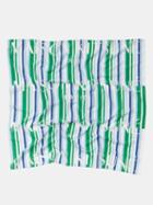 Maison Kitsun - Logo-print Striped Cotton-blend Scarf - Mens - Blue Green