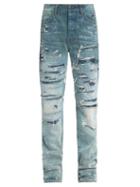 Matchesfashion.com Amiri - Boro Distressed Patchwork Slim-leg Jeans - Mens - Blue