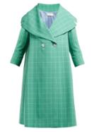 Matchesfashion.com Sara Battaglia - Double Breasted Windowpane Check Crepe Coat - Womens - Green White