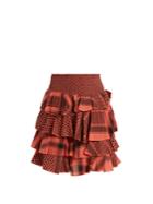Cecilie Copenhagen Tiered-ruffle Scarf-jacquard Cotton Mini Skirt