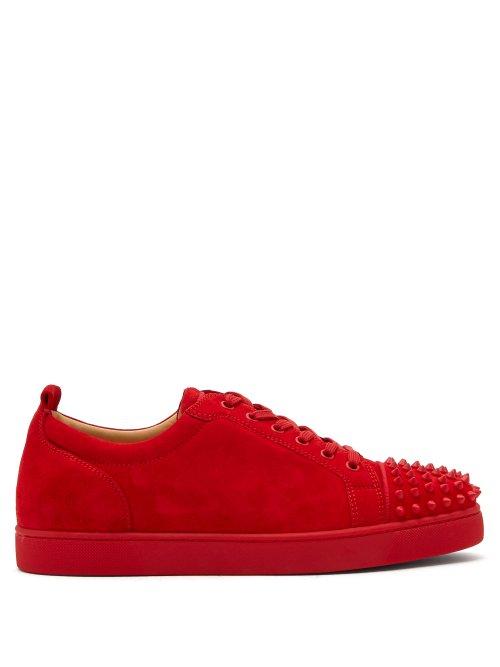 Matchesfashion.com Christian Louboutin - Louis Junior Spike Embellished Suede Trainers - Mens - Red