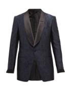 Mens Rtw Tom Ford - Atticus Leopard-jacquard Satin Tuxedo Jacket - Mens - Blue Multi