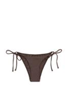 Matchesfashion.com Matteau - The String Side-tie Bikini Briefs - Womens - Brown