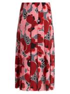 Matchesfashion.com Gucci - Poppy Print Pleated Silk Crepe De Chine Skirt - Womens - Pink