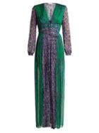 Matchesfashion.com Raquel Diniz - Lily Floral Print Silk Georgette Gown - Womens - Green Multi