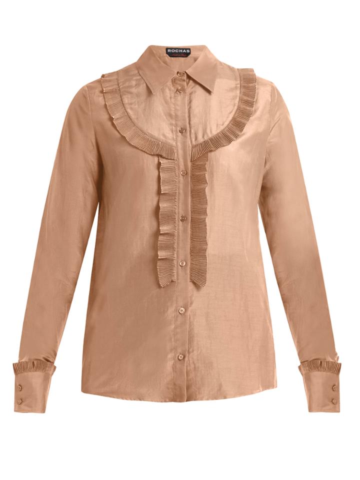 Rochas Pleated-bib Cotton-blend Voile Shirt