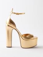 Valentino Garavani - Tan-go 155 Metallic-leather Platform Sandals - Womens - Gold