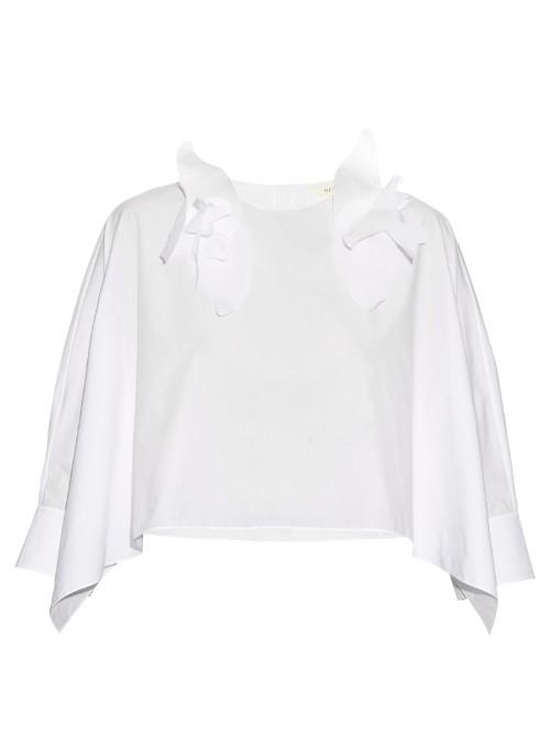 Delpozo Floral-appliqu Cotton-poplin Top