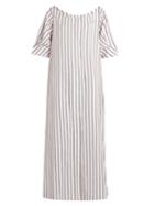 Isa Arfen Bunting Stripe Button-down Cotton Dress
