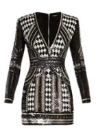 Matchesfashion.com Balmain - Sequin Embellished Mini Dress - Womens - Black Multi