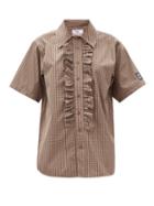 Matchesfashion.com Martine Rose - Baum Ruffled Checked Cotton-blend Poplin Shirt - Womens - Brown