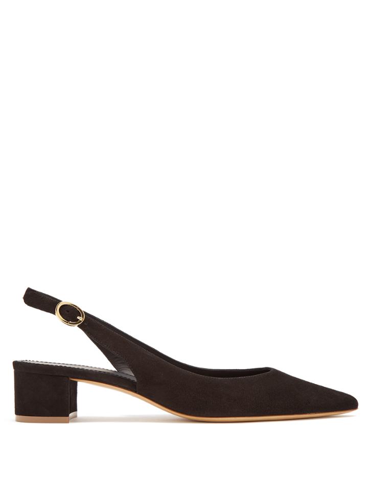 Mansur Gavriel Point-toe Slingback Suede Pumps