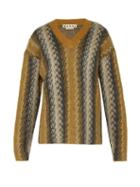 Matchesfashion.com Marni - Abstract Stripe Mohair Blend Sweater - Mens - Yellow Multi
