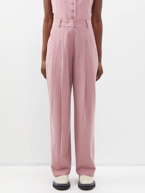 The Frankie Shop - Gelso Pleated Tailored Trousers - Womens - Pink
