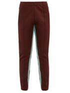 Matchesfashion.com Joseph - Jog Scuba Pleated Front Contrast Panel Trousers - Womens - Burgundy