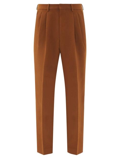 Matchesfashion.com Ami - Pleated Wool-twill Trousers - Mens - Brown