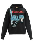 Mens Rtw Gucci - X Freya Hartas Animal-print Hooded Sweatshirt - Mens - Black