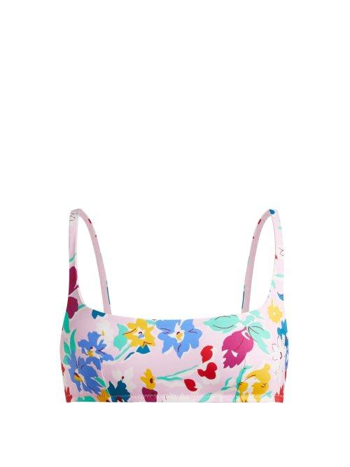 Matchesfashion.com Araks - Quinn Floral Print Bikini Top - Womens - Pink Multi
