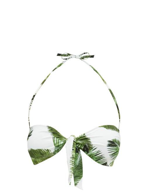 Matchesfashion.com Melissa Odabash - Caribe Palm Print Bandeau Bikini Top - Womens - White Print