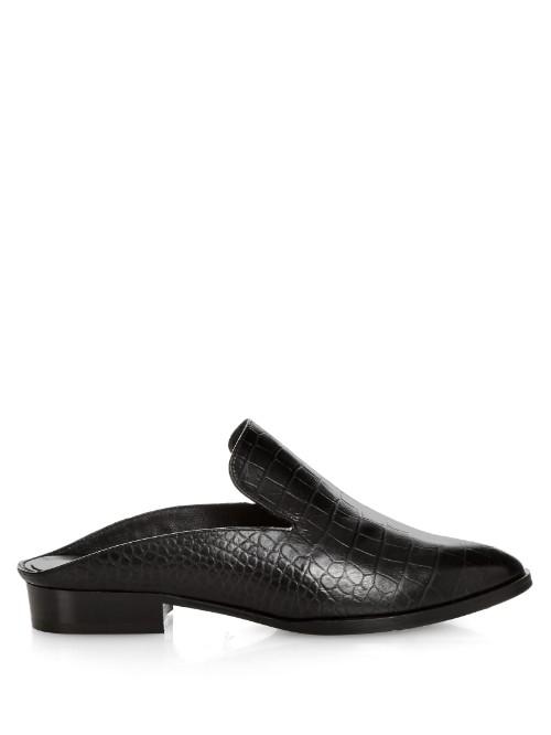 Robert Clergerie Alice Crocodile-effect Leather Slip-on Loafers