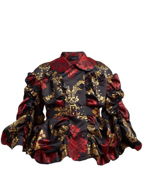Matchesfashion.com Simone Rocha - Wallpaper Gathered Floral Jacquard Jacket - Womens - Black Multi
