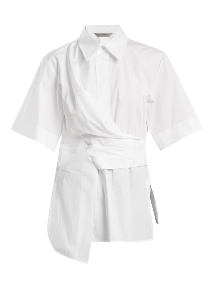 Sportmax Fauno Draped Cotton-poplin Shirt