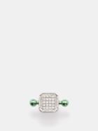 Era - Diamond & 18kt White Gold Single Earring - Womens - Green Multi